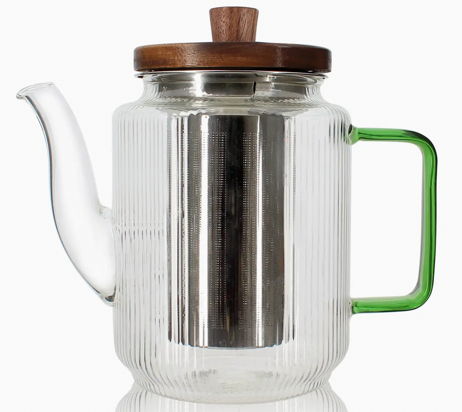 18.6 oz Borosilicate Glass Karl Teapot with Jade Handle (Ogo Living)