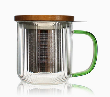 10 oz Karl Borosilicate Glass Tea Infuser Mug with Jade Handle (Ogo Living)