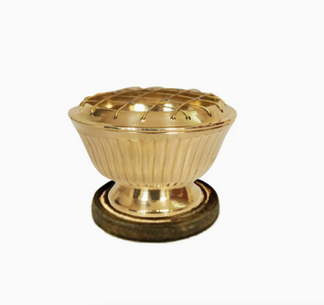 Large Brass Screen Charcoal Burner with Coaster